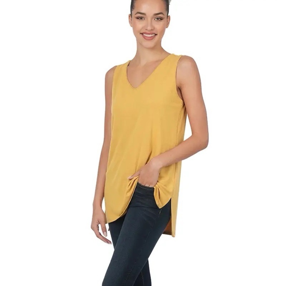 Mustard Sleeveless Tunic Top